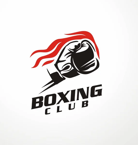 Boxing Club Wektor Ilustracja Logo Rękawice Bokserskie Wykrawania Płomieni Symbol — Wektor stockowy