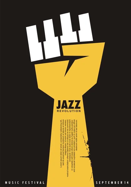 Plakát Nápad Pro Jazzový Festival Unikátní Tvůrčí Hudební Koncept Pěst — Stockový vektor