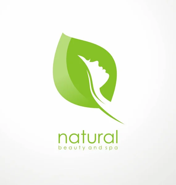 Idea Diseño Logotipo Belleza Natural Con Forma Hoja Verde Silueta — Archivo Imágenes Vectoriales