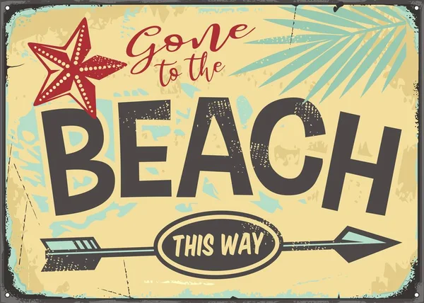 Gone Beach Retro Vector Sign Illustration — Stock Vector