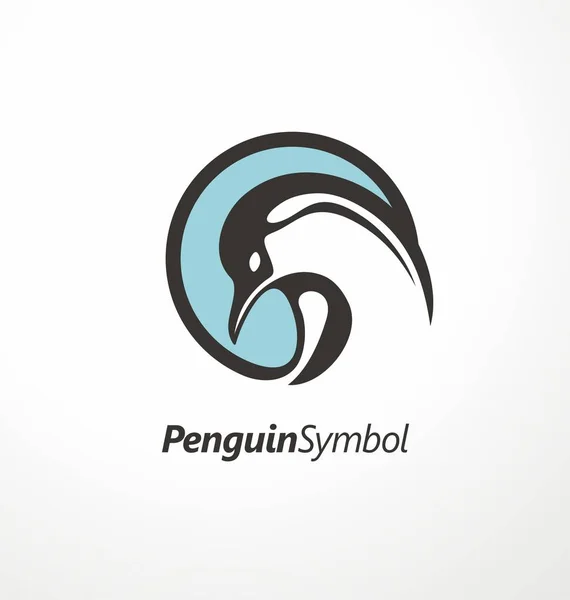 企鹅标志设计 带企鹅图形的圆形符号 — 图库矢量图片