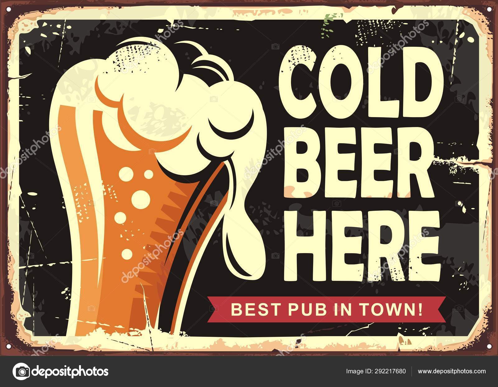 Bar Pub Vintage Retro Poster Cafe ART Metal Tin Sign cold beer here 