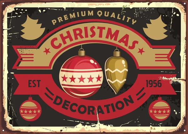 Tienda Decoración Navidad Diseño Letreros Estaño Retro Cartel Vector Vintage — Archivo Imágenes Vectoriales
