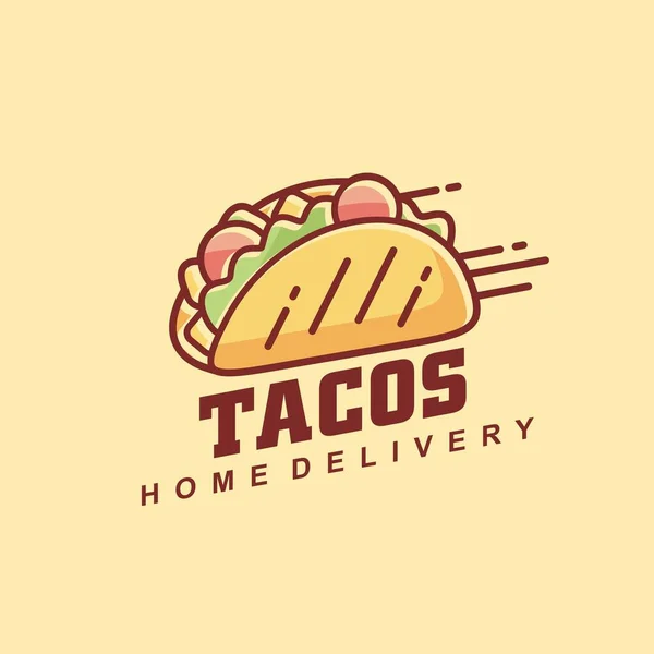 Tacos Vonal Művészet Grafikus Vektor Illusztráció Mexikói Gyorsétterem Logó Design — Stock Vector