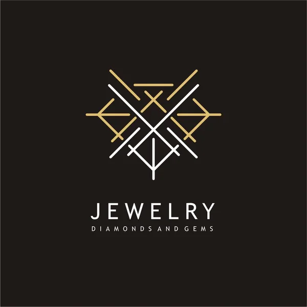 珠宝精美的标志设计与珍贵的宝石形状由尖锐的线条 象征着金银财宝的思想 钻石矢量图标 — 图库矢量图片