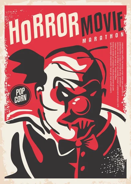 Design Horreur Fait Pour Événement Cinématographique Affiche Cinéma Avec Clown — Image vectorielle