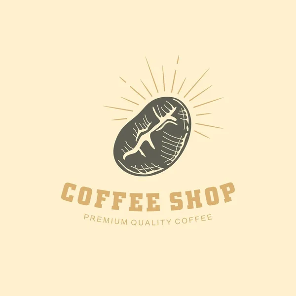 Progettazione Logo Della Caffetteria Con Disegno Del Chicco Caffè Simbolo — Vettoriale Stock