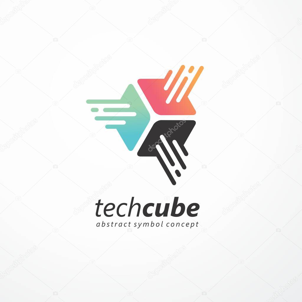 Tech cube logo design for internet technology business. Abstract symbol concept for hi-tech development company.