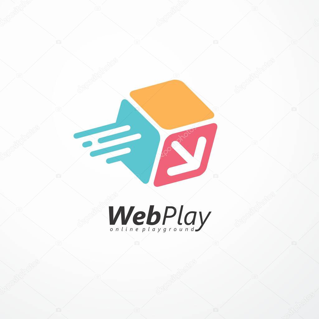 Web play logo design made for internet fun. Abstract symbol concept for online kids entertainment.