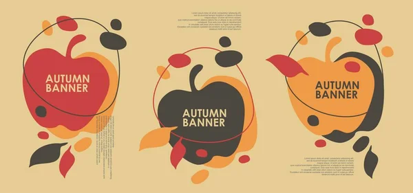 Diseño Pancartas Ventas Otoño Con Forma Manzana Hojas Que Caen — Archivo Imágenes Vectoriales