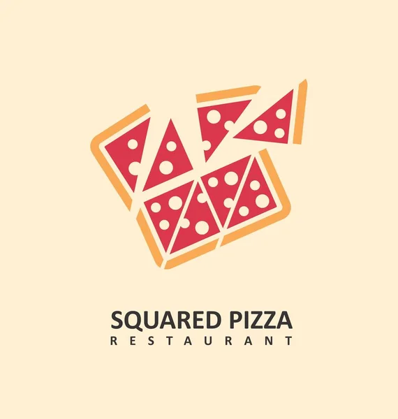 意大利餐馆的正方形披萨标志 矢量标识说明 — 图库矢量图片