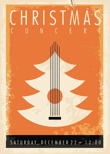 Concierto Navidad Cartel Idea Con Árbol Navidad Guitarra Acústica Diseño — Archivo Imágenes Vectoriales