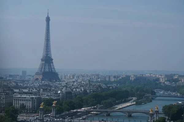 Paris Med Floden Seine Och Eiffeltornet — Stockfoto