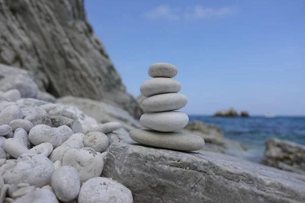 Pila Piedras Blancas Relajante Juego — Foto de Stock