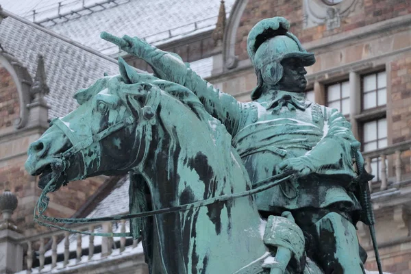 Stockholm Sweden December 2018 Equestrian Statue King Charles Gustaf Front — Stock Photo, Image