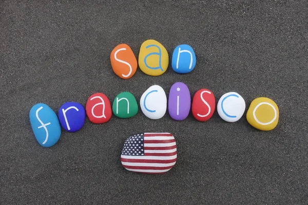 San Francisco California United States America Souvenir Colored Stones Black — Stockfoto