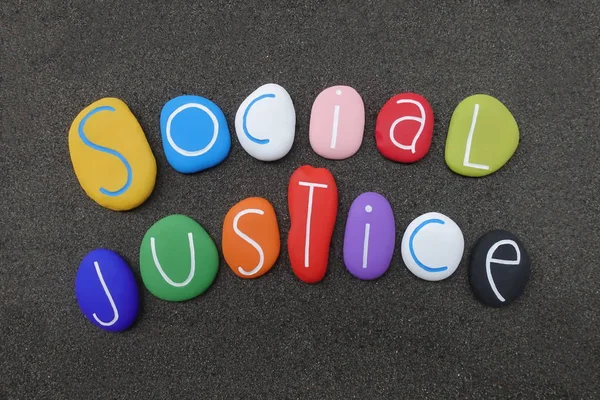 Światowy Dzień Sprawiedliwości Społecznej Lutego Obchodzony Kolorowych Kamieni — Zdjęcie stockowe