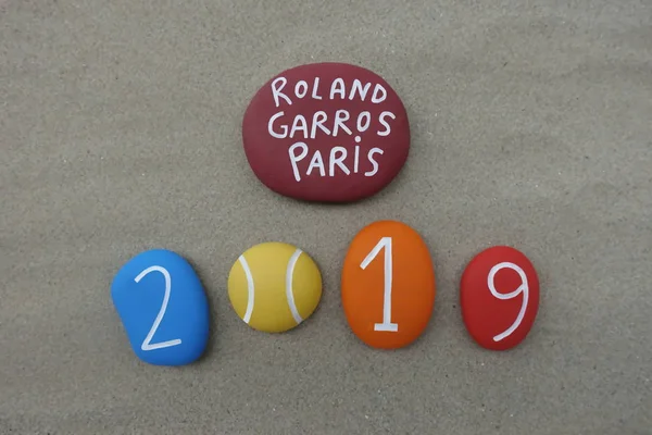 Roland Garros 2019 Grand Slam Tenista Paříž Francie Suvenýr Složením — Stock fotografie