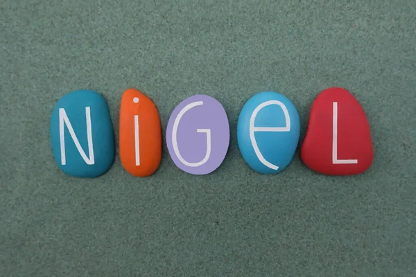 Nigel Inglês Masculino Nome Dado Composto Com Letras Pedra Multi — Fotografia de Stock