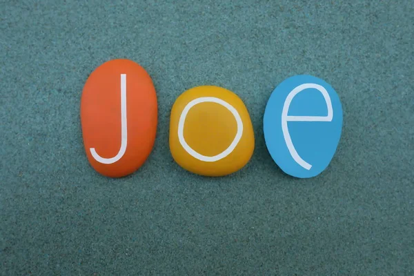 Joe Nome Próprio Masculino Composto Com Três Letras Pedra Coloridas — Fotografia de Stock