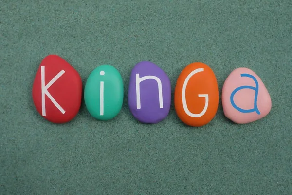 Kinga Nome Próprio Feminino Composto Por Letras Pedra Multicoloridas Sobre — Fotografia de Stock