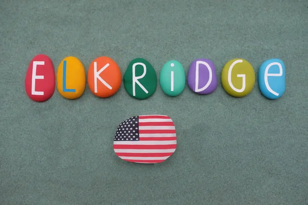 Elkridge Estados Unidos América Lembrança Com Letras Pedra Multicoloridas Sobre — Fotografia de Stock
