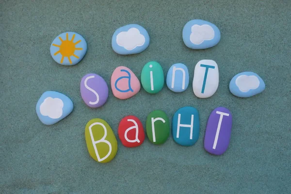 Saint Barth Französische Abkürzung Für Saint Barthlemy Souvenir Mit Farbigen — Stockfoto