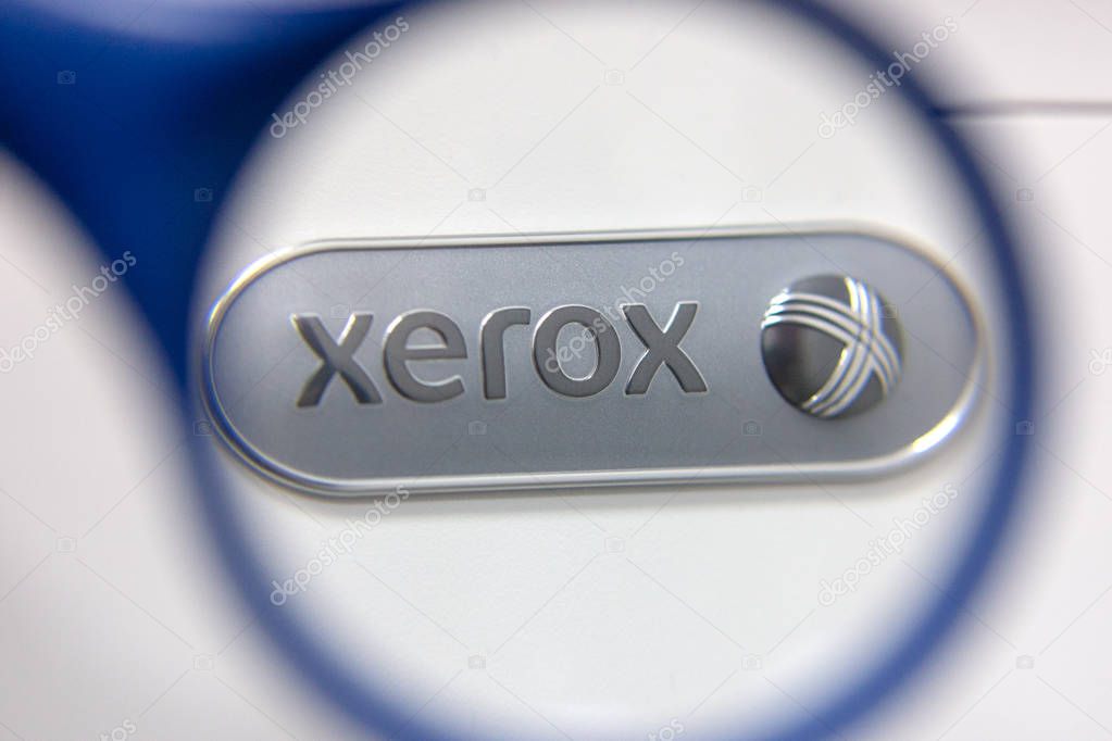 Kharkiv, Ukraine - February 11, 2019: xerox brand identity corporation. american global corporation that sells print and digital document products and services