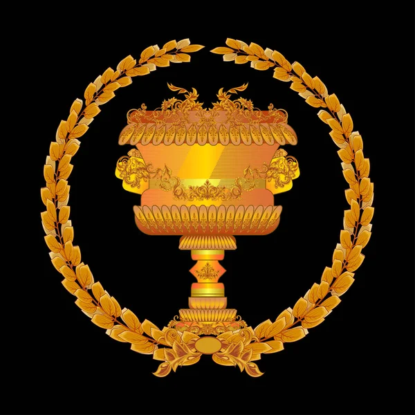Roma İmparatorluğu'nun defne çelengi. Antik bir Roma vazo bir defne çelengi çerçevesinde vektör çizim.