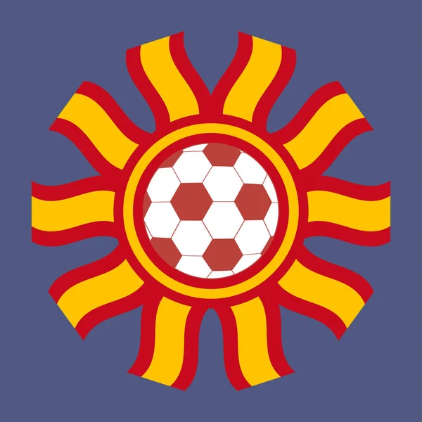 Futbol simgesi İspanya. Vektör görüntü İspanya bayraklarıyla çerçeveli bir futbol topu.