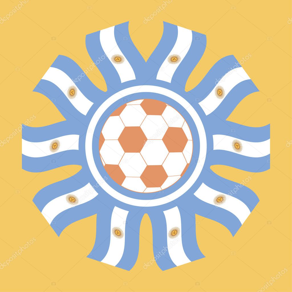Vector image of a soccer ball framed with flags of Argentina.