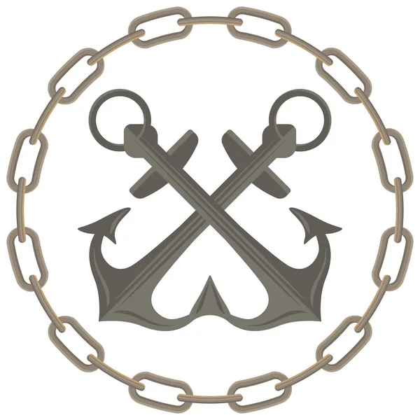 Projekt Logotypu Kotwicy Wektor Logo Temat Morza Dwie Kotwice Ramce — Wektor stockowy