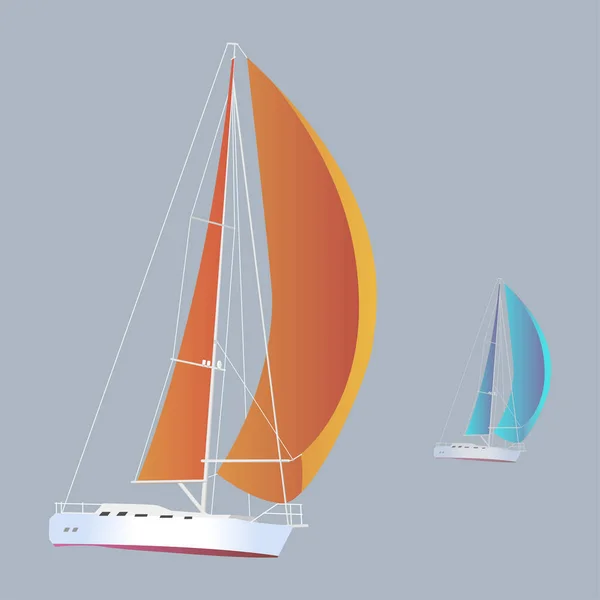 Ocean Sailing Yacht Vector Illustration Sailing Yacht Blue Background — Stock Vector