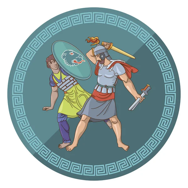 Eski savaşçılar Muharebesi. Eski savaşçılar savaşı tasvir vektör çizim.