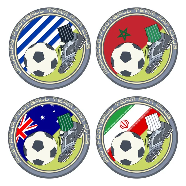 Uruguay, Fas, Avustralya ve Iran takım futbol taraftarları için bir renk logo vektör çizim.