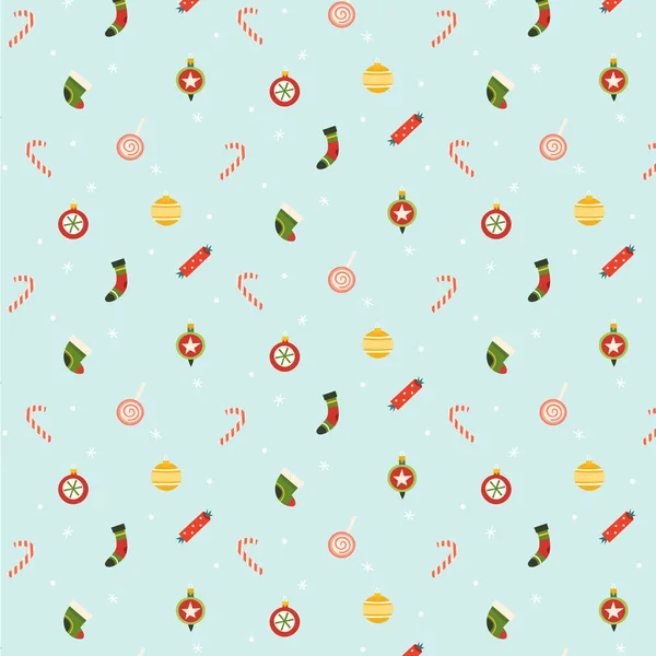 Patrón Navideño Sin Costuras Con Bolas Calcetines Otras Decoraciones — Vector de stock