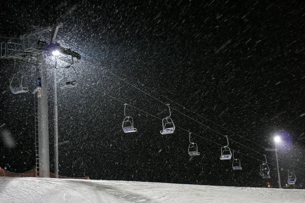 Winter Night Snowy Skiing — Stock Photo, Image