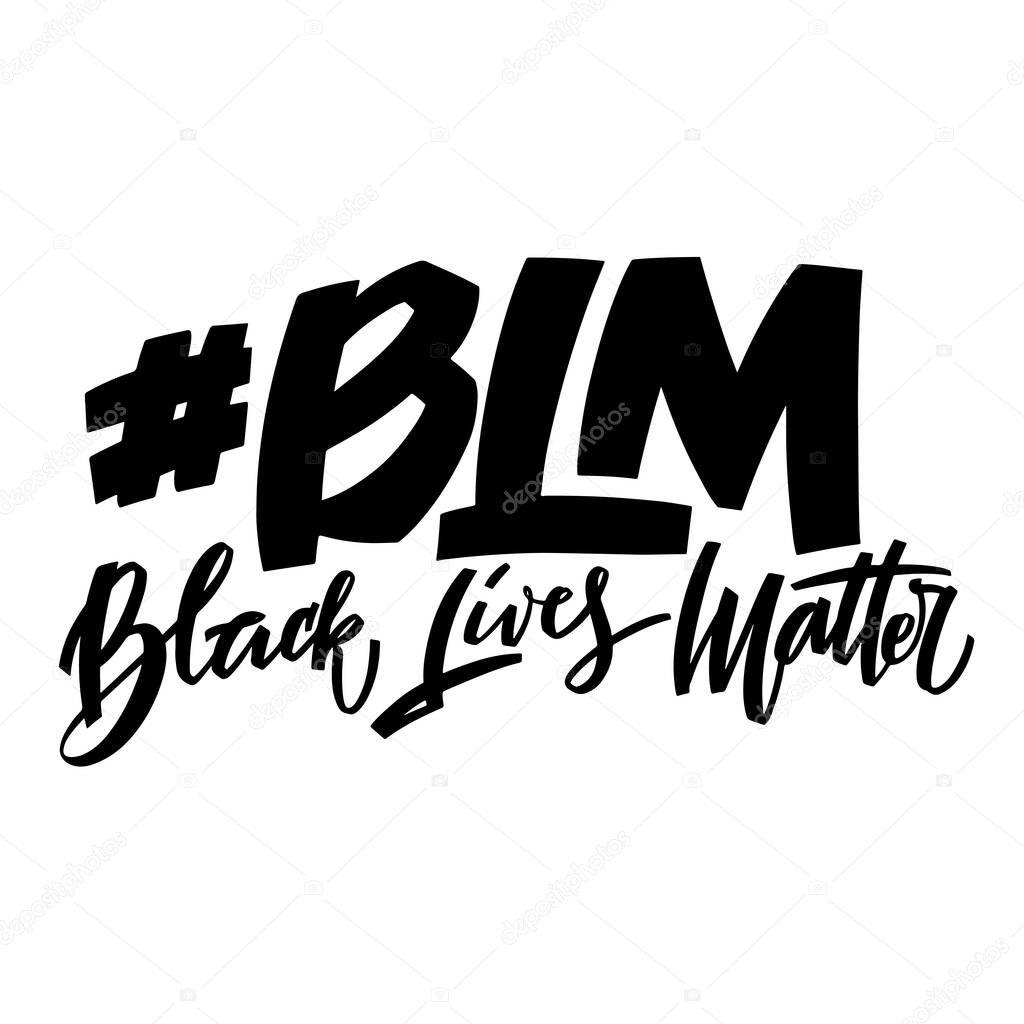 Black lives mattern hand lettering banner for protest human right of black people in US America. Vector calligraphy illustration on white background