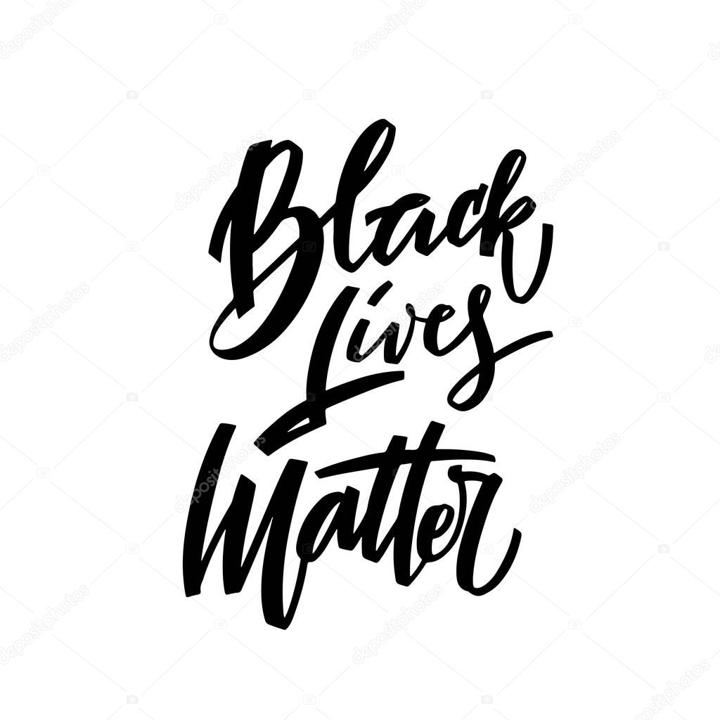 Black lives mattern hand lettering banner for protest black people in US America. Vector calligraphy illustration with black letters on white background