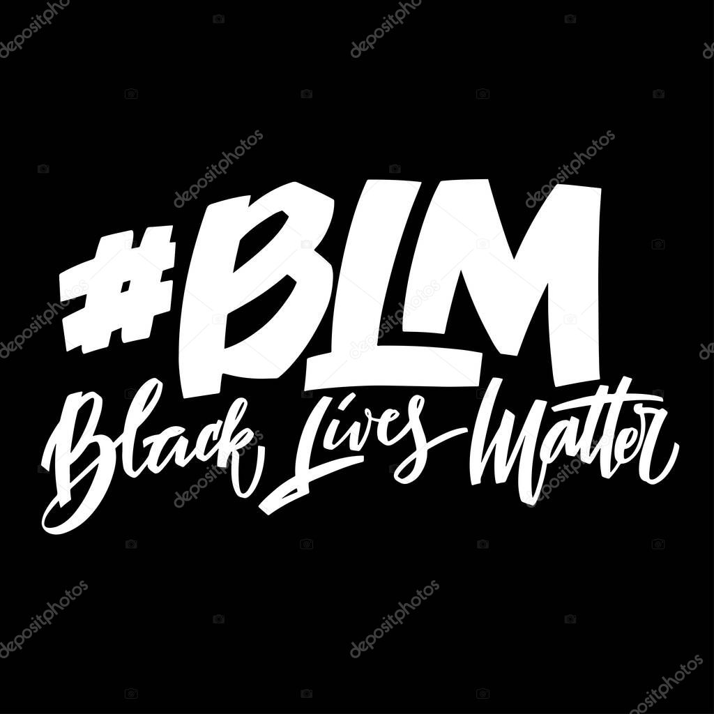 Black lives mattern hand lettering banner for protest human right of black people in US America. Vector calligraphy illustration on black background