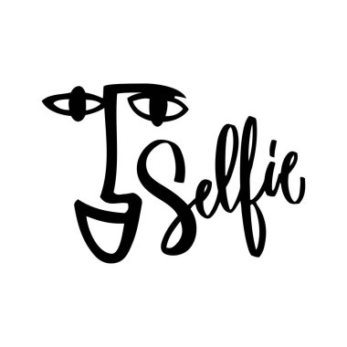 Sosyal medya, post, baskı, tişört, hikayeler, çıkartma, poster için modern portre ile selenli el yazısı. Vektör kaligrafi çizimi.