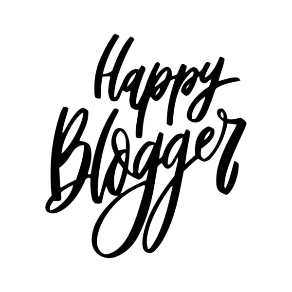 Happy Blogger Hand Lettering Phrases Silhouette Girl Social Media Content — Stockvector