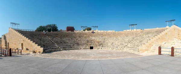 Panoramiczny Obraz Słynnego Teatru Dawnych Kourion Limassol Cypr — Zdjęcie stockowe