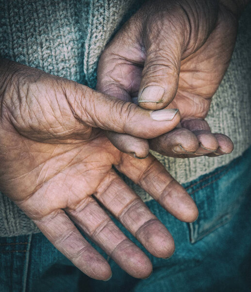 Senior adult wrinkled hands 