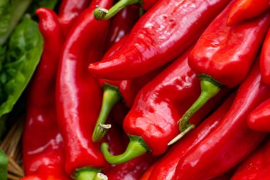 Lezzetli ve taze kırmızı Capsicums veya kırmızı biber sebze.