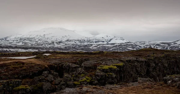 Zlanda Daki Ünlü Thingvellir Ulusal Parkı Nda Jeoloji Kaya Oluşumları — Stok fotoğraf