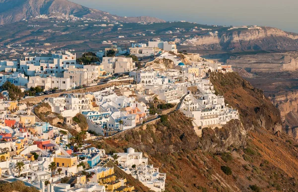 Miasto Fira Białymi Domami Kalderą Santorini Grecja Wakacje Letnie Wyspy — Zdjęcie stockowe