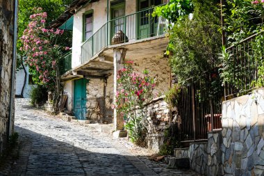 Kıbrıs 'ın troodos dağlarındaki geleneksel eski Palaichori köyünün mahallesi