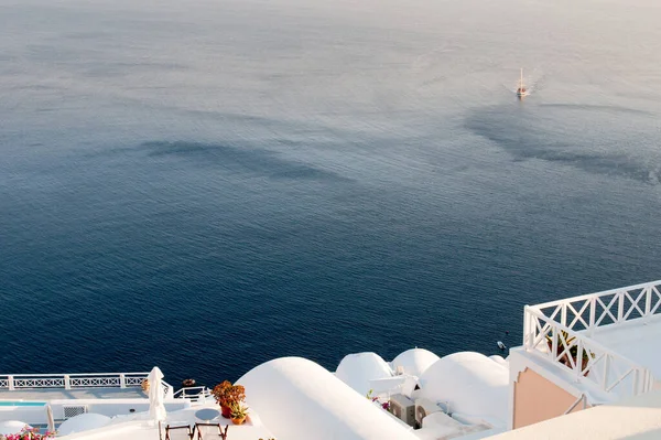 Santorini Tradicional Arquitetura Branca Azul Mínima Cyclades Ilhas Gregas Grécia — Fotografia de Stock