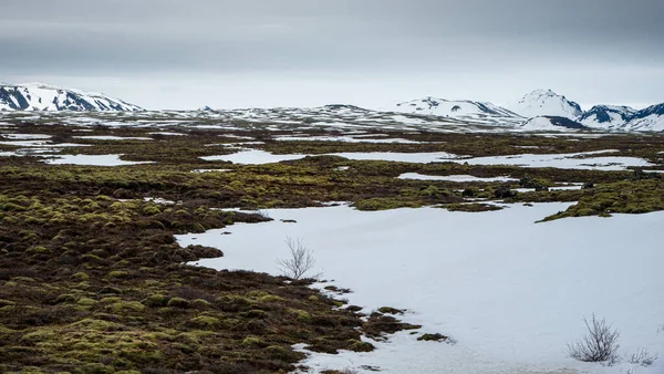 IJslandse besneeuwde landschap in de lente in IJsland — Stockfoto